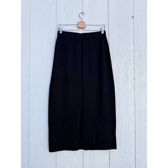 ST. JOHN classic Santana knit deep navy blue full length midi maxi stretch skirt - Picture 3 of 8